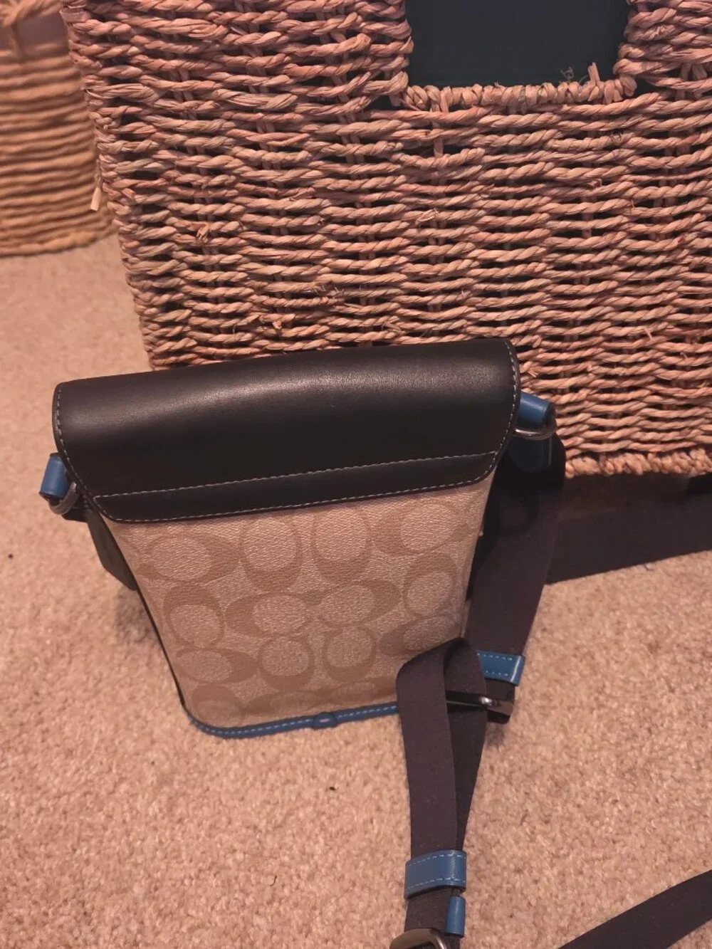 NWOT Khaki Blue & Black Coach Crossbody Bag